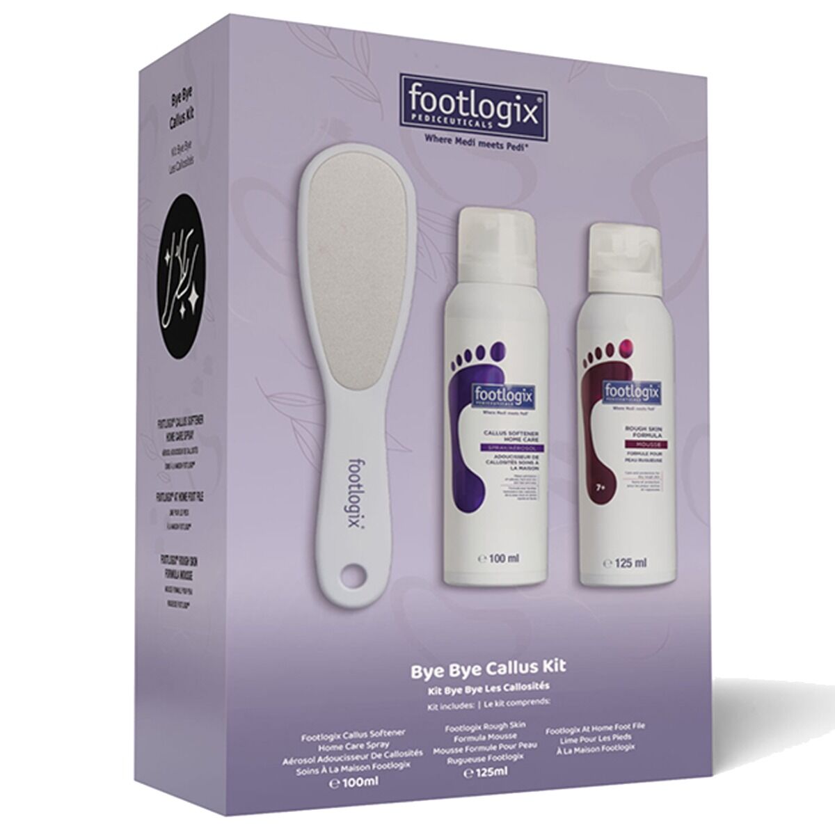 Footlogix Bye Bye Callus Kit met Rough Skin Formula, Callus Softener en professionele voetvijl